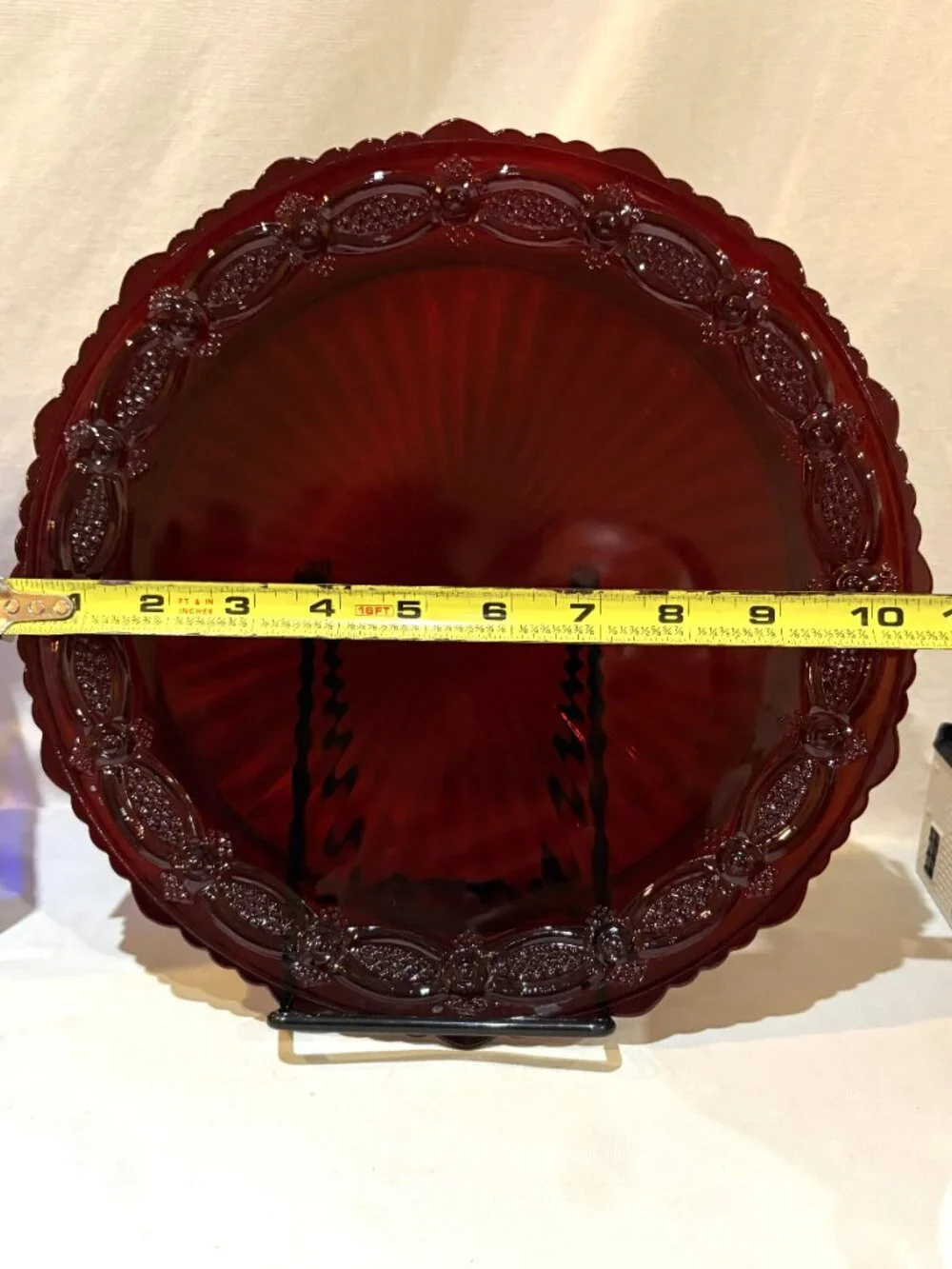 Vintage AVON Cape Cod Ruby Red Glass 10.75” Dinner Plate